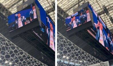 Lionel Messi dev ekranda gösterildi, stadyumda yer yerinden oynadı