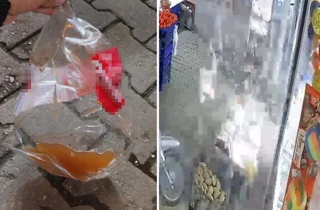 Sıcağın etkisiyle sirke dolu pet şişenin patladığı an kamerada