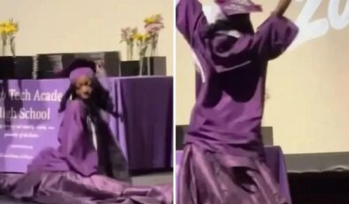 Mezuniyet töreninde kalça dansı yapan kız öğrencinin diplomasına el konuldu