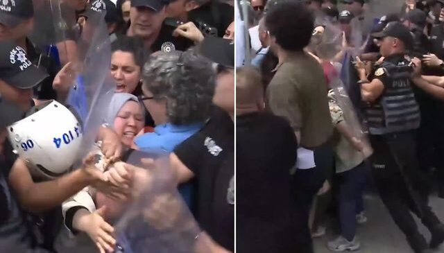 TBMM önünde basın açıklaması yapmak isteyen öğretmenlere polis müdahalesi