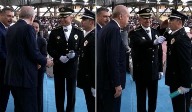 Polis Akademisi’nde mezuniyet töreninde Cumhurbaşkanı Erdoğan ile Bakan Çiftçi’nin “Çorum” diyaloğu güldürdü
