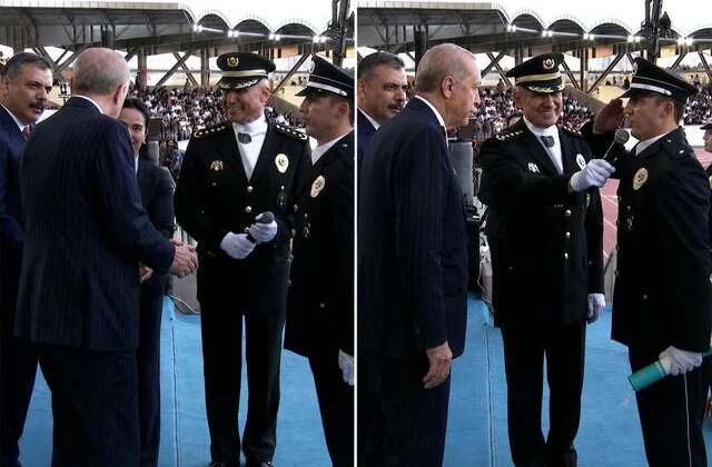 Polis Akademisi’nde mezuniyet töreninde Cumhurbaşkanı Erdoğan ile Bakan Çiftçi’nin “Çorum” diyaloğu güldürdü