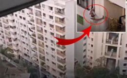 Sapkınlıkta son nokta! Metrelerce yükseklikte komşusunu gözetledi