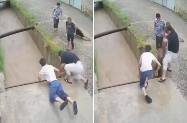 Sel sularına kapılan 12 yaşındaki çocuğu vatandaşlar son anda kurtardı