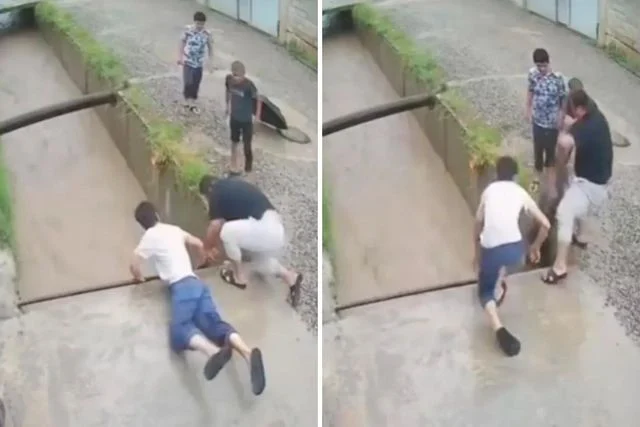 Sel sularına kapılan 12 yaşındaki çocuğu vatandaşlar son anda kurtardı