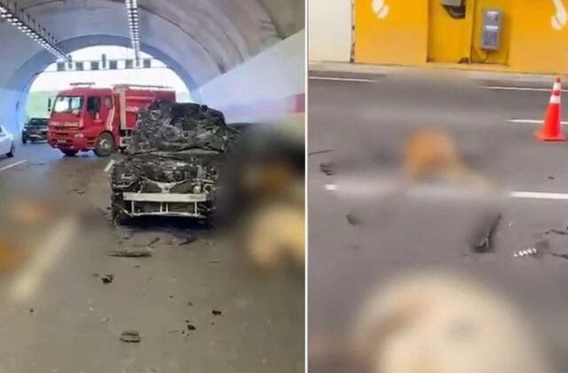 Tünelde ortalık savaş alanı! Araçlar hurdaya döndü, 10 inek telef oldu