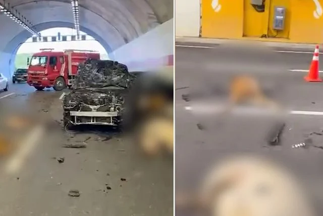 Tünelde ortalık savaş alanı! Araçlar hurdaya döndü, 10 inek telef oldu