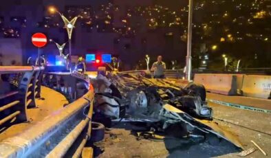 Zonguldak’ta taklalar atan otomobil demir yığınına döndü, 19 yaşındaki genç ağır yaralandı