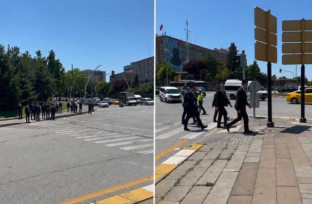 TBMM’den Bakanlığa yürüyerek geçen İçişleri Bakanı Çiftçi kırmızı ışıkta bekledi
