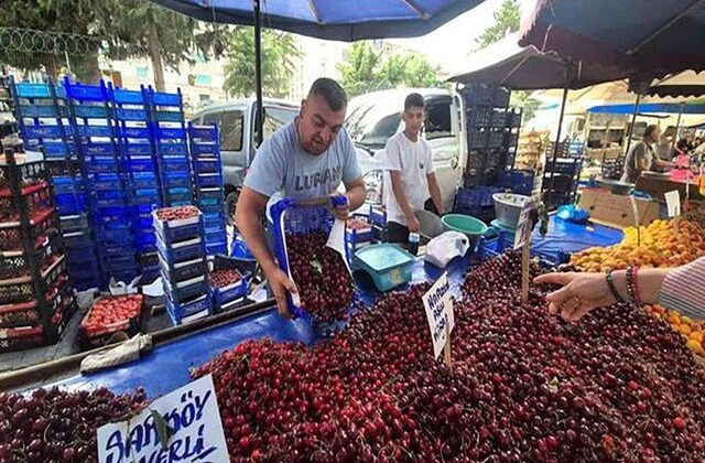 Festivalde cep yakan kiraz pazarda 70 liraya düştü! Vatandaş tezgahlara akın etti