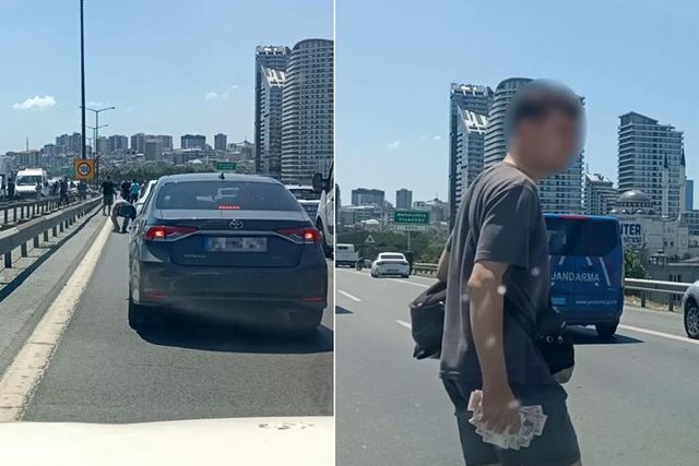 Paralar TEM’e saçıldı, herkes toplamak için birbiriyle yarıştı