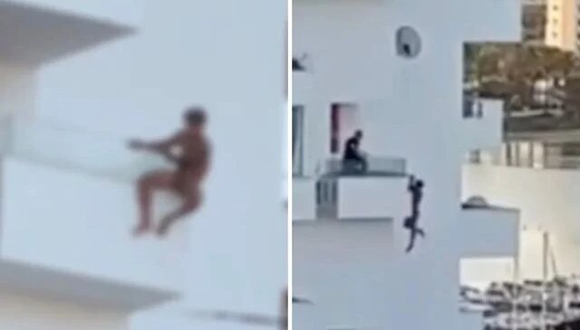 Ünlü tatil beldesinde balkonda asılı kalan çıplak turist yere çakıldı