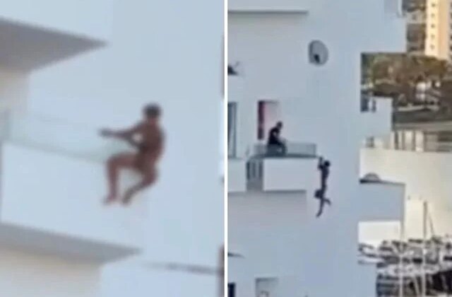 Ünlü tatil beldesinde balkonda asılı kalan çıplak turist yere çakıldı