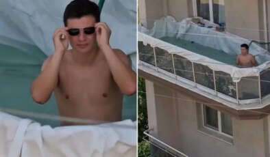 Yaz sıcağına “Mühendis” çözümü! Balkonunu devasa bir havuza çevirdi