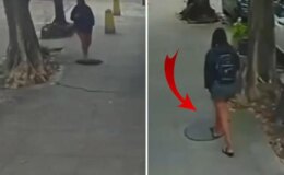 Yolda yürürken lağım kanalına düştü