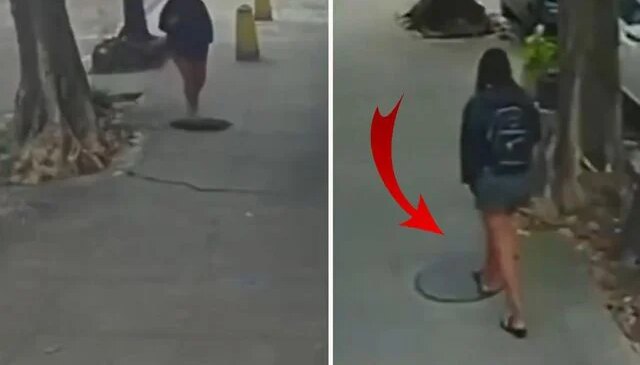 Yolda yürürken lağım kanalına düştü