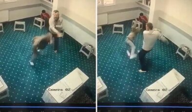 Yurtta kan donduran görüntüler! Küçücük çocuğu tekme tokat dövdü