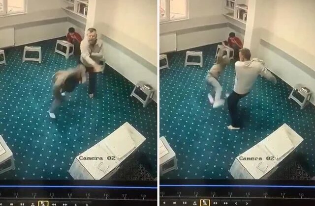 Yurtta kan donduran görüntüler! Küçücük çocuğu tekme tokat dövdü