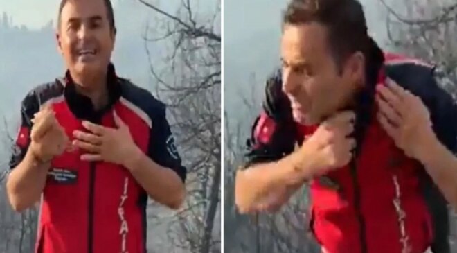 Balıkesir Büyükşehir Belediye Başkanı Ahmet Akın, yangını anlatırken yaralandı