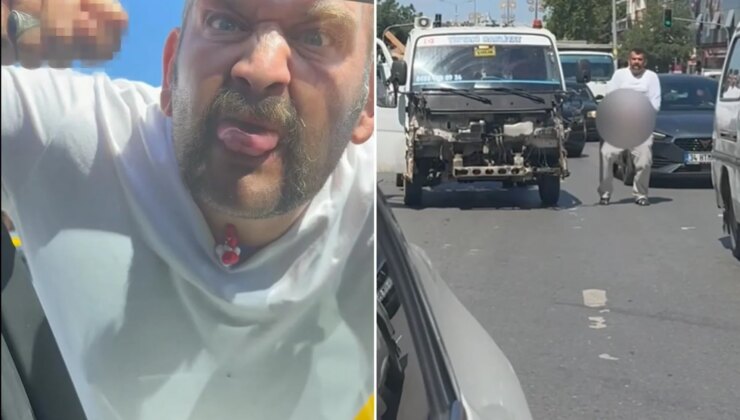 Trafik magandasından iğrenç hareketler! Önce dilini çıkardı, sonra cinsel organını gösterdi