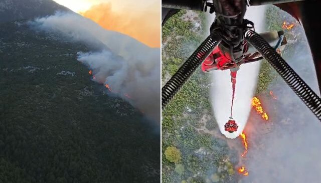 Kaş’ta orman yangını! Havadan ve karadan müdahale başladı
