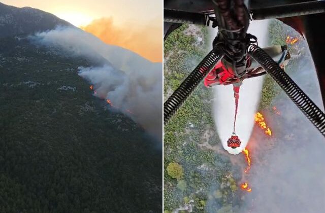 Kaş’ta orman yangını! Havadan ve karadan müdahale başladı