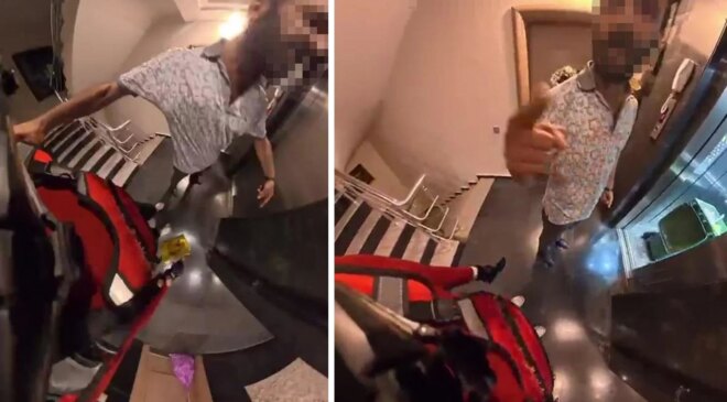 Apartman görevlisinden kadın kuryeye çirkin saldırı