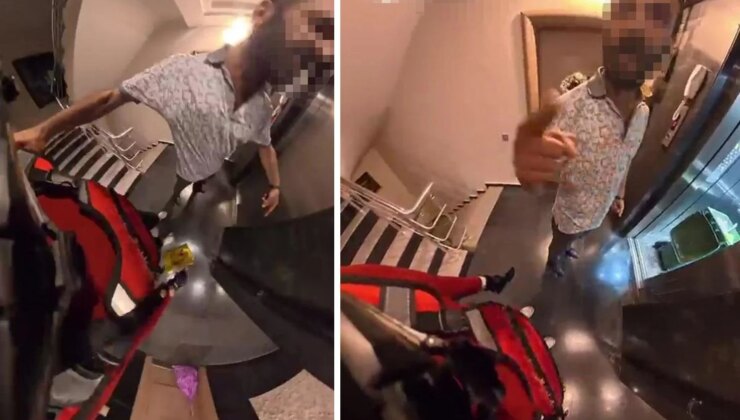Apartman görevlisinden kadın kuryeye çirkin saldırı