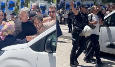 Bakanlığın önünde gergin dakikalar! Polis ekipleri müdahale etti