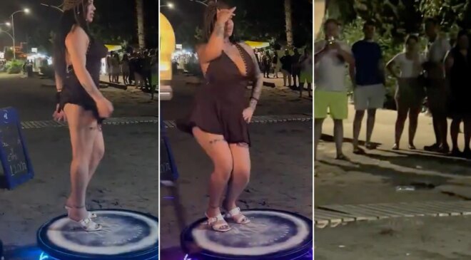 Bu kıyafetle dans etti, tüm sahil başına toplandı