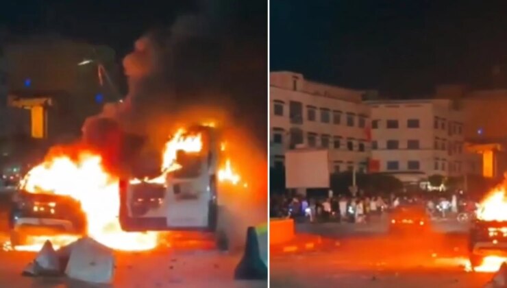 İspanya’ya giren kaçak göçmenler arabaları ateşe verdi