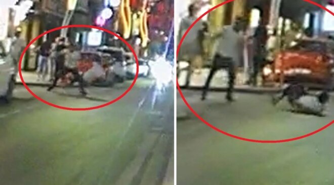 Samsun’da taşkınlık yapan alkollü şahsı tek yumrukla yere serdi: O anlar kamerada