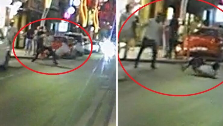 Samsun’da taşkınlık yapan alkollü şahsı tek yumrukla yere serdi: O anlar kamerada
