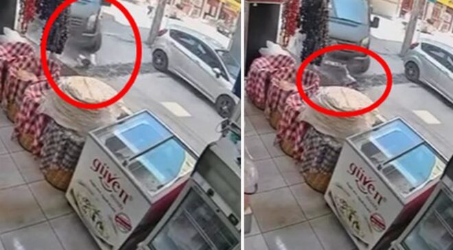 Kargo minibüsü çocuğu altına aldı, o anlar kamerada