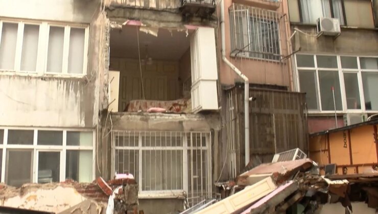 Şişli’de binanın duvarı çökünce mahalleli deprem oldu zannetti