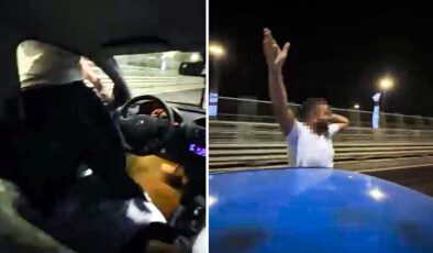 Faciaya davetiye çıkardı: Direksiyonu bıraktı, otomobilin camından sarkıp dans etti