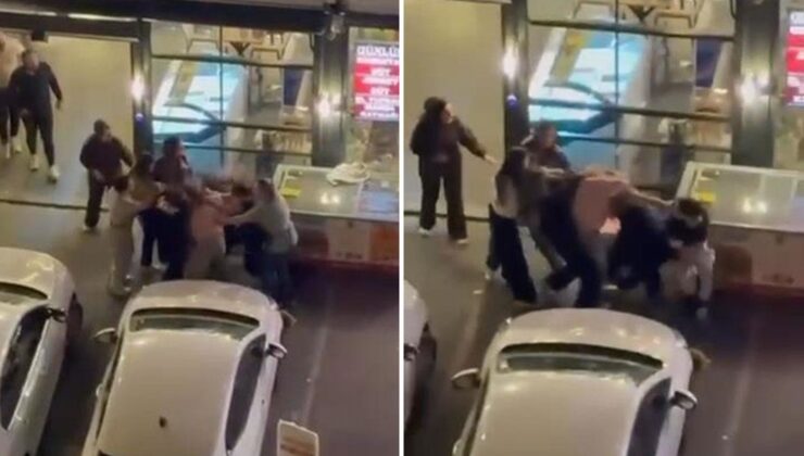 Beylikdüzü’nde 4 kadının saç saça kavgası kamerada