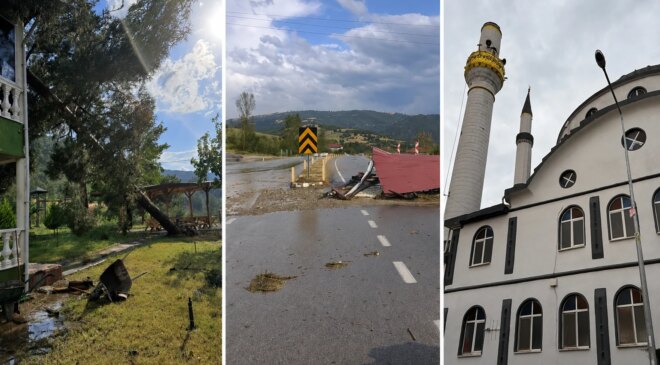Fırtına Amasya’yı yıktı geçti: 41 evin çatısı uçtu, caminin minaresi yıkıldı