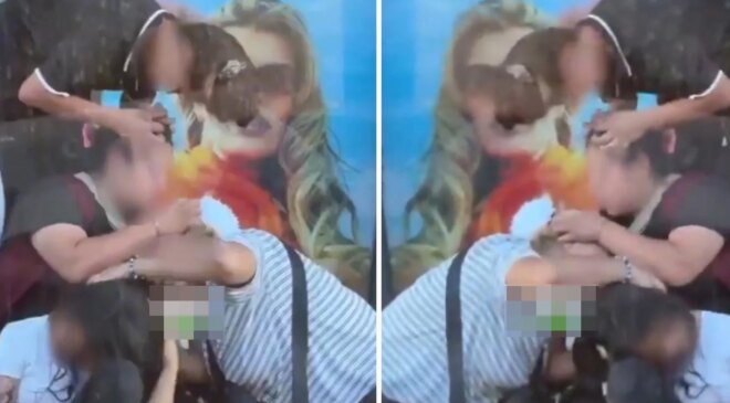 Kimseye aldırmadan saçlarındaki bitleri ayıkladılar