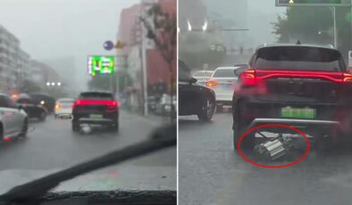 Dünya bu görüntüyü konuşuyor: Selde ilerlerken motoru mu düştü?