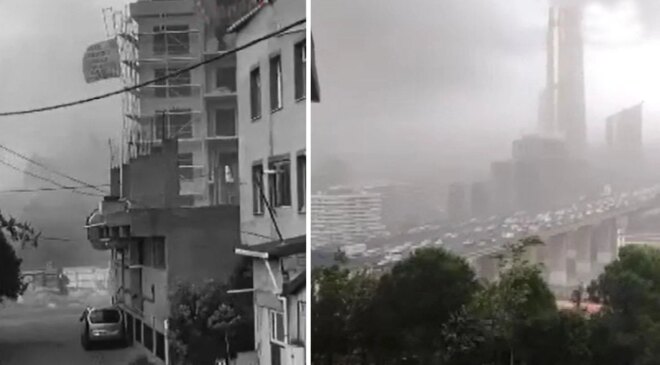 Hava aniden karardı, İstanbul’u fırtına esir aldı: Ağaçlar devrildi, çatılar uçtu