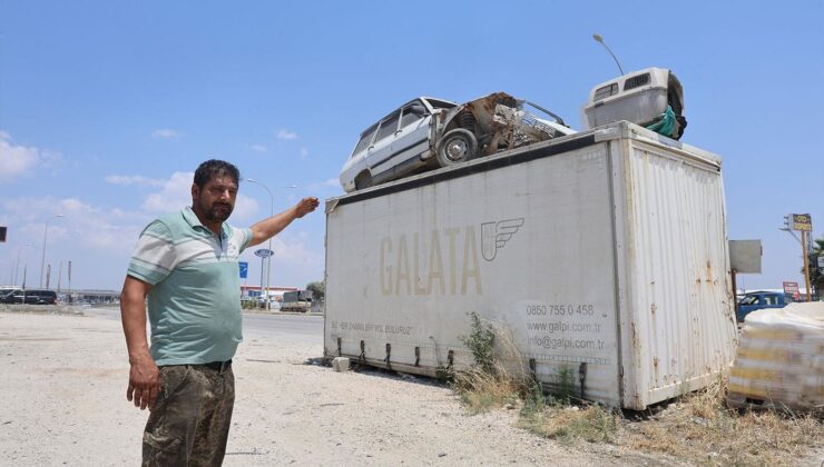 Arkadaşının Toros’unu hırsızlardan koruyabilmek için forkliftle konteynerin üzerine koydu