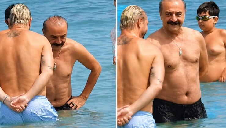 Yılmaz Erdoğan ve Caner Erkin Alaçatı’da denizde halay çekti