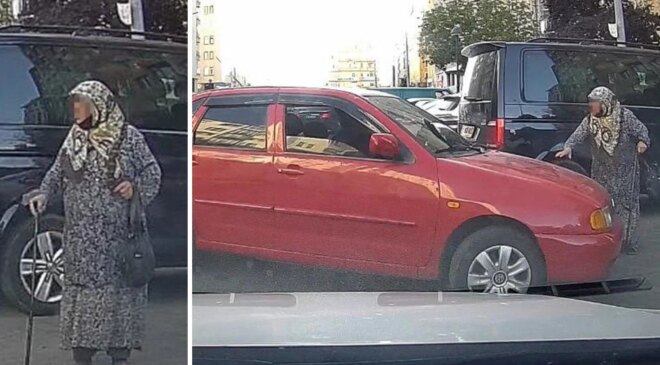 Park yeri savaşını bastonlu yaşlı kadın kazandı
