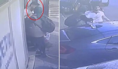 Tacizci kadından yeni görüntü! Öpmek istediği yıkamacı su sıkarak uzaklaştırmış