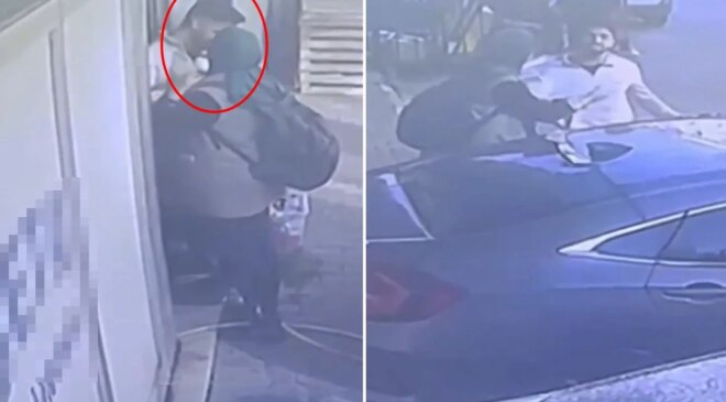 Tacizci kadından yeni görüntü! Öpmek istediği yıkamacı su sıkarak uzaklaştırmış