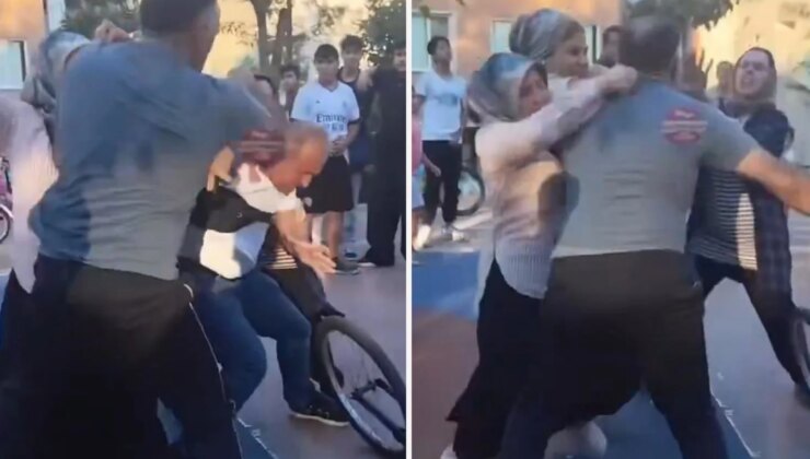 Çocukların gözü önünde tekme tokat kavga ettiler