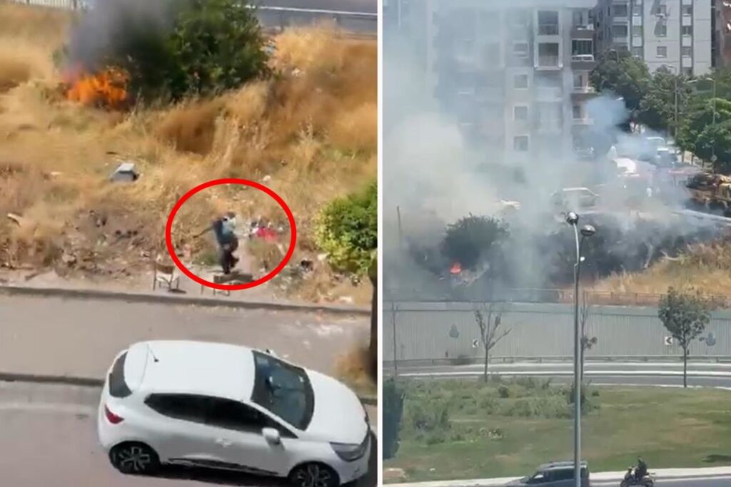 Avcılar'da Otluk Alanı Yakıp Kaçan Şüpheli Görüntülendi
