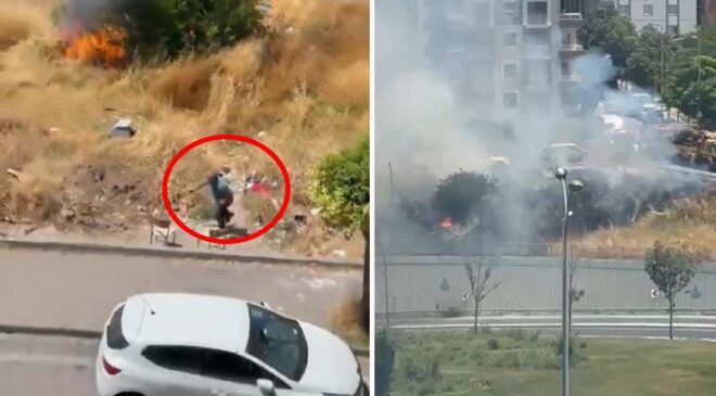 Avcılar’da yaşlı bir adam otluk alanı yakıp kaçtı