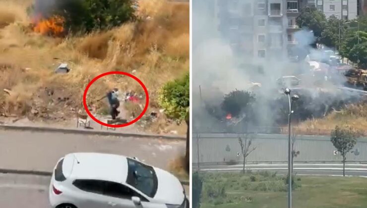 Avcılar’da yaşlı bir adam otluk alanı yakıp kaçtı